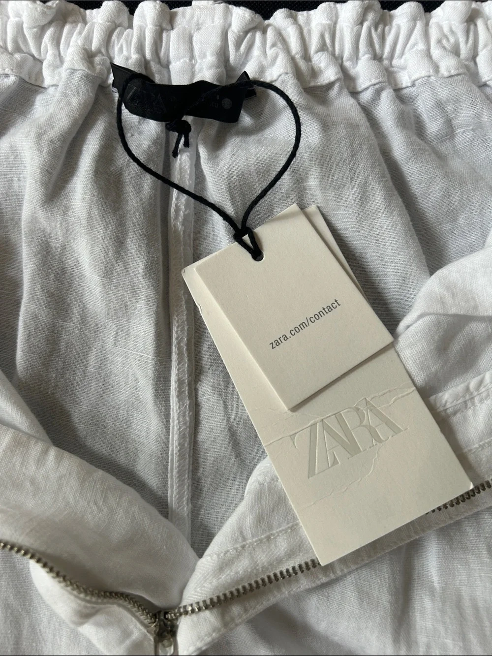 Zara White 1Linen-Blend Chinos